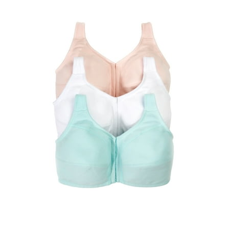 

Comfort Choice Women s Plus Size 3-Pack Front-Close Cotton Wireless Bra Bra