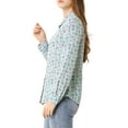 thumbnail image 5 of MODA NOVA Junior's Long Sleeve Button Down Ditsy Floral Shirt Blue M, 5 of 6