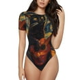 thumbnail image 1 of Balery Starry Night Cat Guitarist Body de cuello redondo de manga corta para mujer Tops de manga corta Tops básicos-Large, 1 of 7