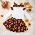 thumbnail image 3 of Toddler Baby Girls Halloween Outfit Cartoon Printed Long Sleeve Fly Sleeve Romper Short Dress Hairband Clothes Set, 3 of 4