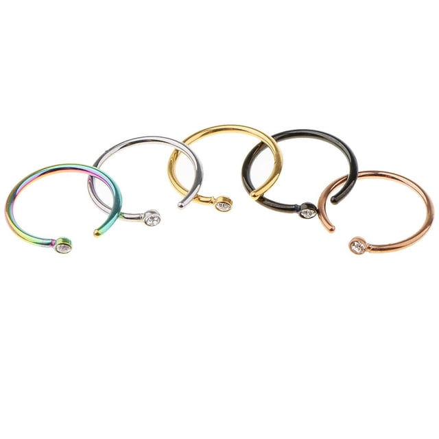 5 pares de colores 18g/ Joyas para el cuerpo Aro para Stud con cristal 0.8x10mm Hugo Anillo perforador con forma de tornillo nasal