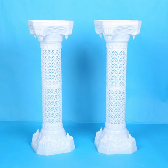 HOMEMAXS White Plastic Roman Pillar for Wedding Decor Retro and Elegant Look with Stable Placement 14.5 Inches