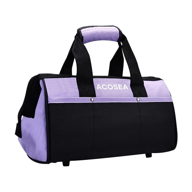 Bolsa para herramientas ACOSEA, color morado, boca ancha de 13 pulgadas con 12 bolsillos