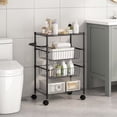 thumbnail image 5 of STRELECT 4-Tier Metal Rolling Cart, Storage Cart with Removable Baskets & Shelves, Utility Cart with Wheels and Handle, for Kitchen, Bathroom, Laundry Room, Black, 5 of 6