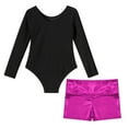 thumbnail image 6 of YONGHS Kids Girls Gymnastics Active Dancewear Long Sleeve Leotard Bodysuit with Shorts Set Rose 14, 6 of 7