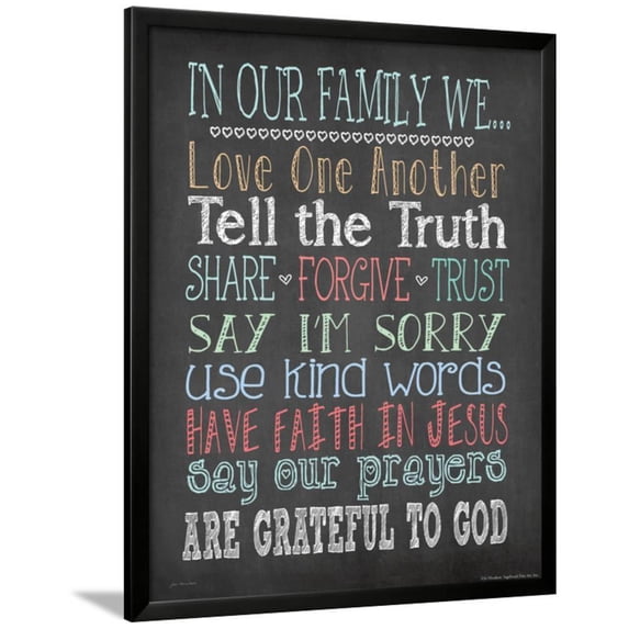 Faith Family Rules, Religion Framed Art Print Wall Art by Jo Moulton Sold by Art.Com
