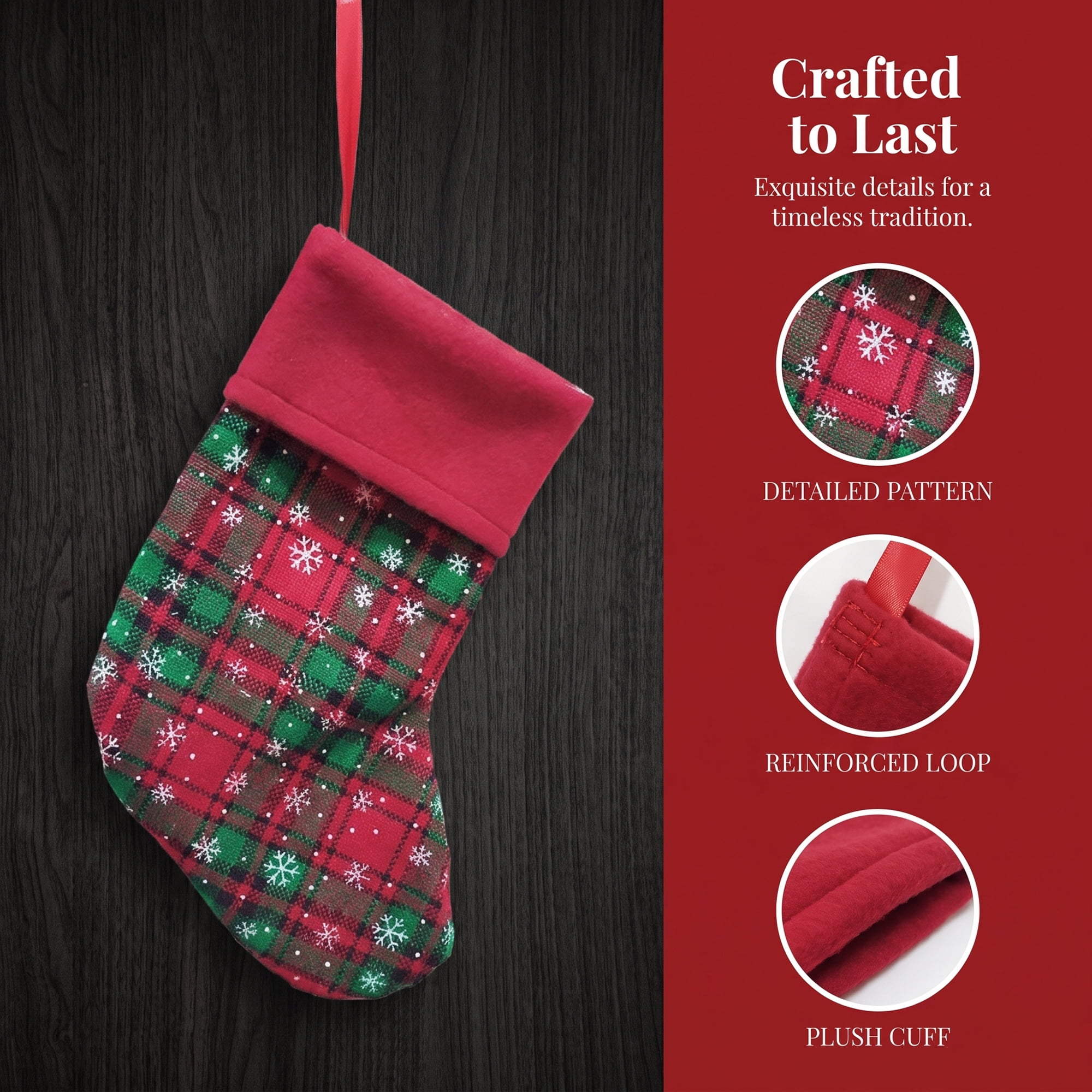 Unique Bargains Monogram Christmas Luxury Initial Knitted Stocking Red Green 6"H