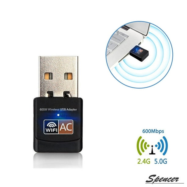 Spencer 600mbps 2 4ghz 5ghz Usb Wifi Adapter With Dual Band Wireless 802 11ac B G N Dongle For Laptop Desktop Walmart Com Walmart Com