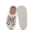 thumbnail image 3 of Xfvqtps Women Fluffy Slippers Bow Embroidery Versatile Indoor Home Funny Winter Non-Slip Thick Sole Plush Slippers White, 3 of 9