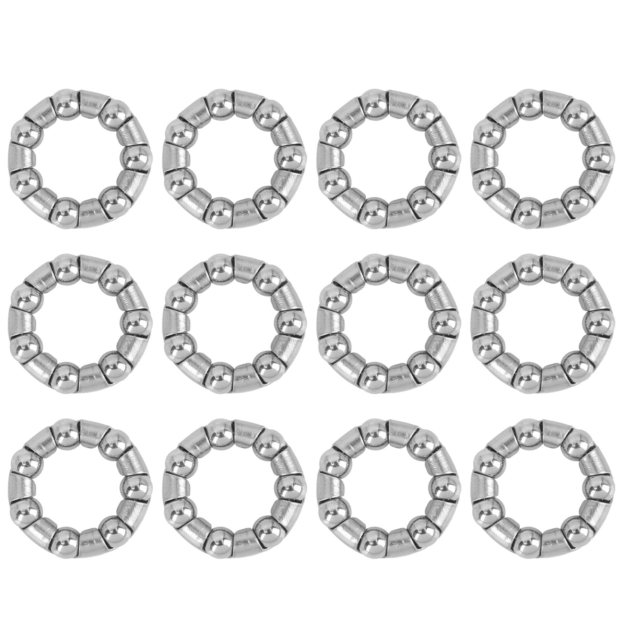 12 Pcs 4.76mm x 7 Ball Bearings Cages Crank Bearings Wheel Bearing Retainer for Bicycle Silver Tone