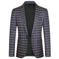 thumbnail image 3 of Cloudstyle Men's Slim Fit Smart Casual Plaid Single-Breasted One-Button Notch Lapel Blazer - Spring/Fall Wrinkle-Resistant Regular Length Round Hem, 3 of 10