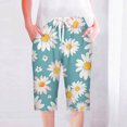 thumbnail image 1 of Puntoco Pantalones cortos de verano para mujer, moda 2024, pantalones cortos para mujer, pantalones casuales, pierna recta, cordón, cintura elástica, pantalones sueltos y cómodos con bolsillos, 1 of 5