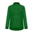 thumbnail image 4 of Fnooota Womens Button Down Shirts, Sequin Fashion Party Lapel Collar Long Sleeve Shirts Green Size 2XL, 4 of 5