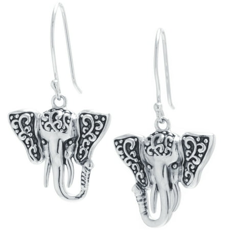 - Sterling Silver Artisan Elephant Drop Earrings