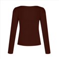 thumbnail image 4 of Camisas de Larga de Moda para Mujer, Blusas de Otoño con Cuello en V, Ajustadas y Recortadas, Conjuntos Y2K. Marrón Oscuro M, 4 of 7
