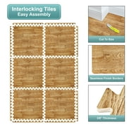 Sorbus 96 Sq. Ft. Wood Grain Floor Tiles Foam Mat EVA Interlocking Mats Tile 3/8-Inch Thick Flooring Wood Puzzle Exercise Mats w/Borders - Home Playroom Basement, Apartment, Trade Show, Baby, Dance