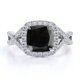 thumbnail image 1 of Anillo de Compromiso JeenMata Halo de 4 Puntas Moissanita y Diamantes Negros Lab Corte Cojín 1,2 TCW, 1 of 6
