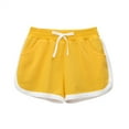 thumbnail image 2 of Jinhomg Boys Girls Sport Shorts Soft Comfy Cotton Athletic Shorts Casual Solid Elastic Drawstring Waist Exercise Shorts Running Biking Pants Clearance Items for Women Yellow 1Y, 2 of 4