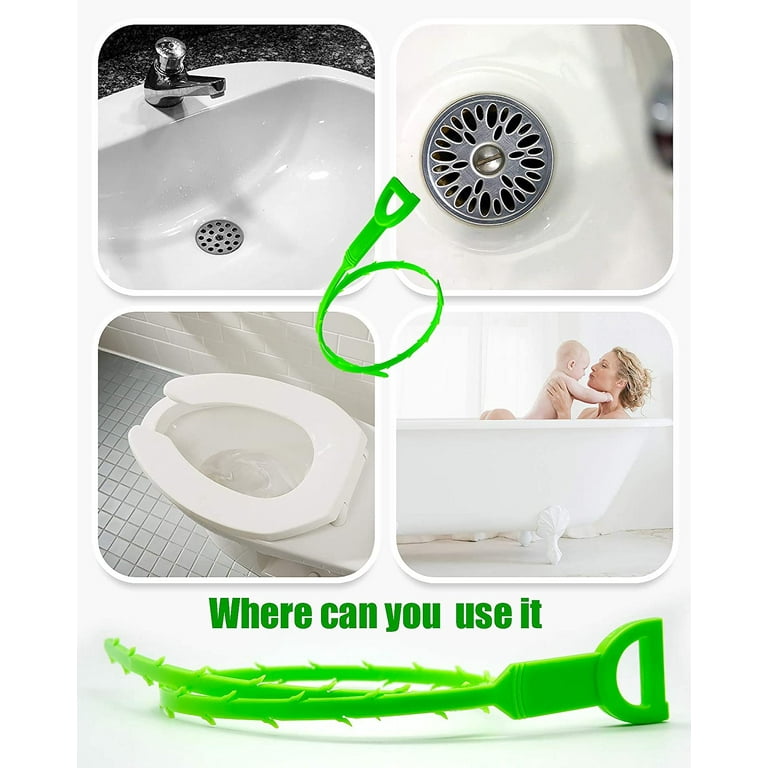 Drain Clog Remover, 6 Pack Snake Clog Remover Tool, 25 Inch Hair Drain  Cleaner for Sink, Tube Drain Cleaning (Green)
