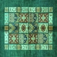 thumbnail image 1 of Ahgly Company Machine Washable Indoor Square Abstract Turquoise Blue Modern Area Rugs, 7' Square, 1 of 4