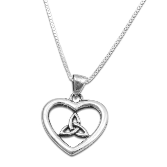 SilverCloseOut Celtic Triquetra Heart Necklace, Sterling Silver, 18 Inches