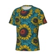 thumbnail image 5 of Vsdgher Sunflowers Print Men's Dry Fit Mesh Athletic Shirts Moisture Wicking Tennis T-Shirt Tops, 5 of 9