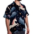 thumbnail image 2 of Starry Unicorn Men's Short Sleeve Poplin Shirt with Spread Collar Tops, Casual Printed Button Down, Summer Beach Shirt for Men - Unisex, Stylish Men's Shirts, 2 of 6