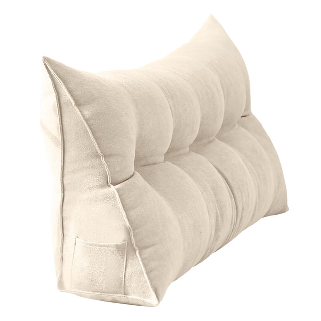 NAOJIE Triangular Wedge Pillow Queen,Backrest Positioning Support Cushion for Sitting in Bed,Back Rest Removable Reading Pillow Headboard Pillow Full Size(White,XS)
