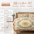 thumbnail image 6 of Vintage Flowers Pattern Duvet Cover Set Twin Size, Blue Classical Bohemian Retro 4 Piece Soft Microfiber Bedding Set with 1 Duvet Cover, 1 Flat Sheet, 2 Pillowcases, 6 of 9