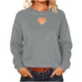 thumbnail image 2 of AUNVITO Women's Lace Heart Round Neck Long Sleeve Sweatshirt Loose Fit Casual Lightweight for Spring Summer, 2 of 8