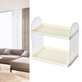 thumbnail image 3 of Double Layer Storage Rack, Unique Texture, Transparent Design, Excellent PP, 2 Tier Organizer for Cosmetics, Stationery, and More with Sliding Wood Storage Drawer, Black, 3 of 7