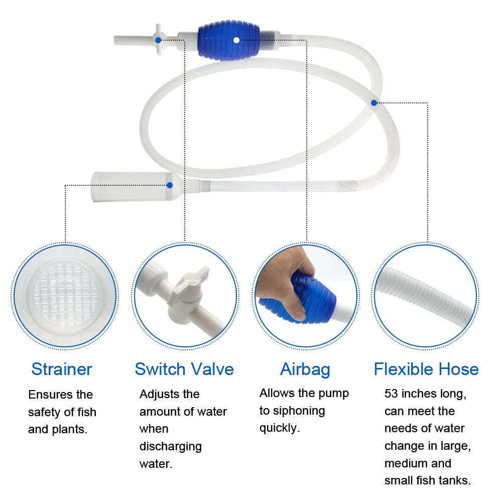 GreenJoy Fish Tank Cleaner Aquarium Cleaning Tools Kit, Fish Net Siphon Vacuum Gravel  Algae 2 Piece