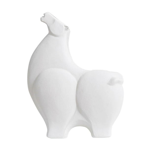 Estatua de caballo, figura de cerámica abstracta, moderna, geométrica, única, coleccionable. Blanco