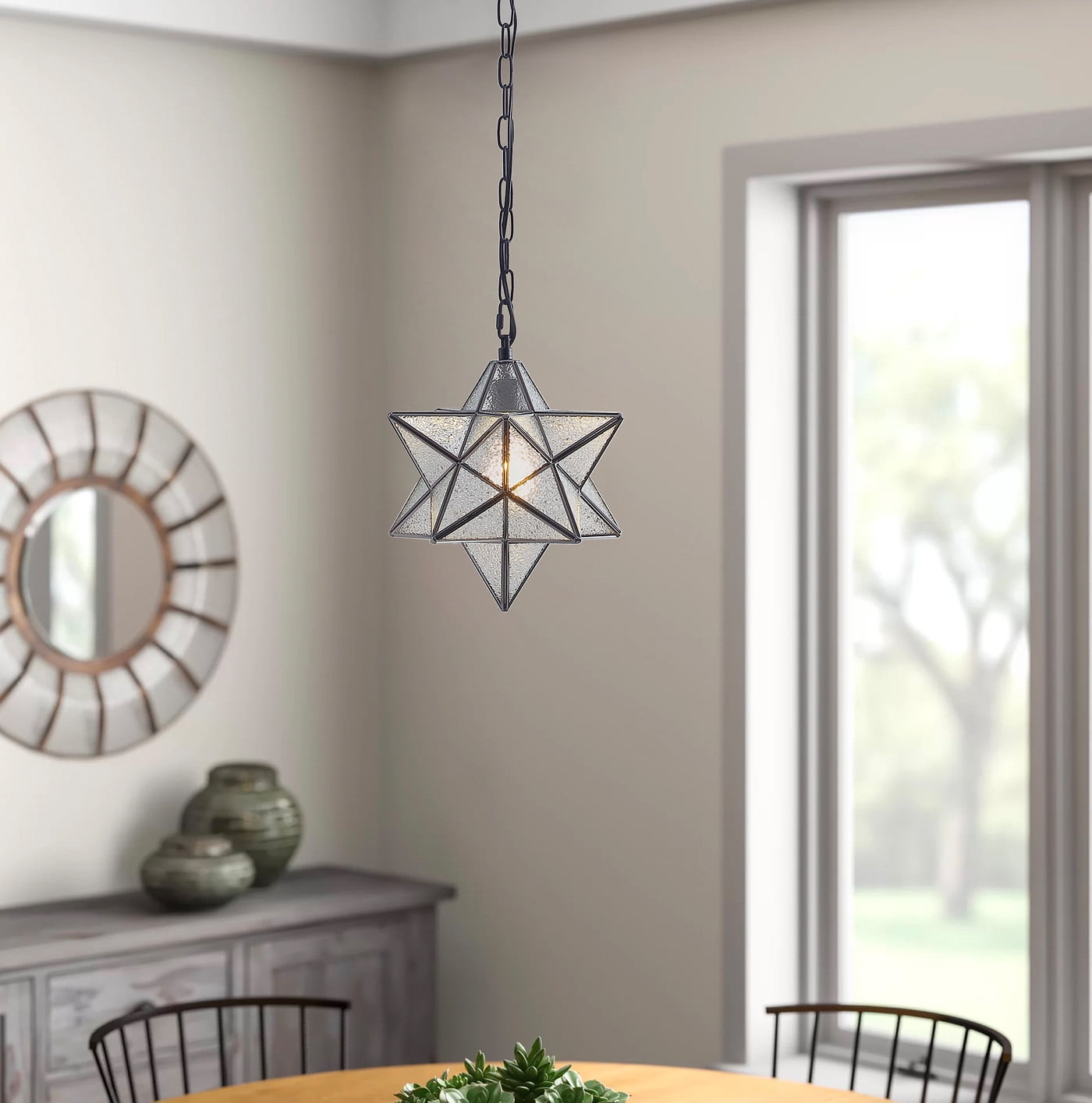 Aiwen Modern Stylish Star Like Pendant Light Geometric Ceiling Lamp Fixture Black