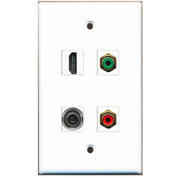 RiteAV - 1 Port HDMI 1 Port RCA Red 1 Port RCA Green 1 Port 3.5mm Wall Plate