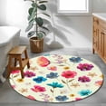 Colorful Floral 4' Round Rug for Cozy Reading Nook Home Office Chair ...