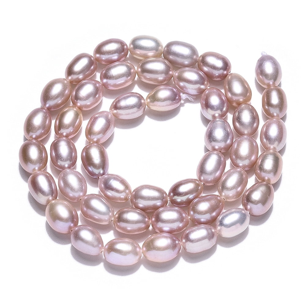 Natural Cultured Freshwater Pearl Beads Strands Rice Thistle 7~10x5.5~7mm Hole: 0.6mm about 42~48 pcs/strand 14.57~14.96 inch (37~38cm)