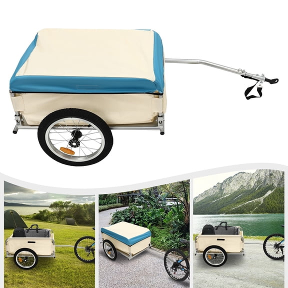 Bicycle Bike Cargo Trailer Steel Carrier Storage Cart Wheel Runner 110.23lbs Capacity for Grocery Shopping, Setting Up Stalls