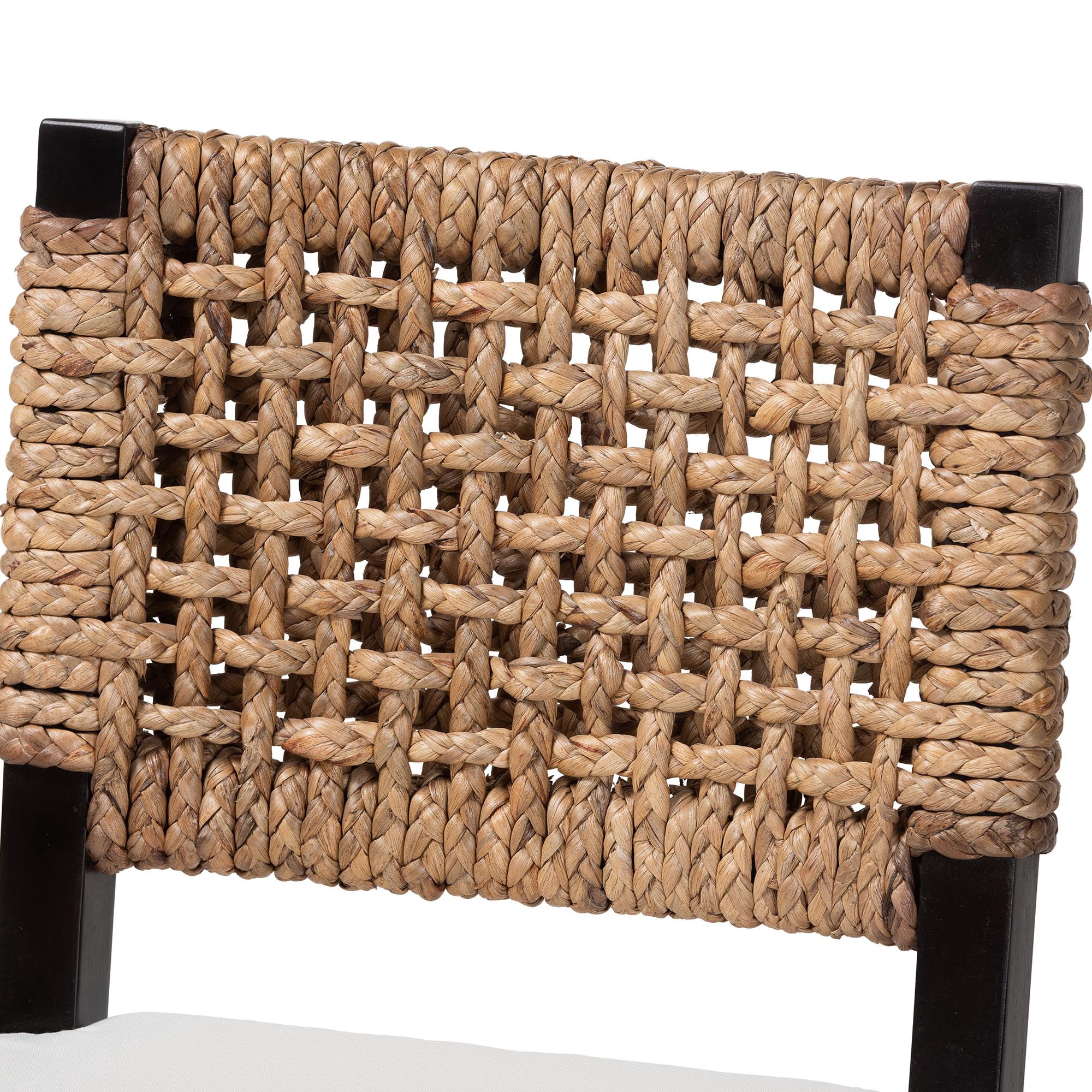 bali & pari Alise Mahogany wood and Seagrass BOHO Dining Chair, Natural Brown