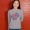 thumbnail image 4 of Country Girl USA Flag Women's Long Sleeve T-shirt Patriotic Southern Cowgirl Red White Blue American Pride Life Lovers Gift, 4 of 7