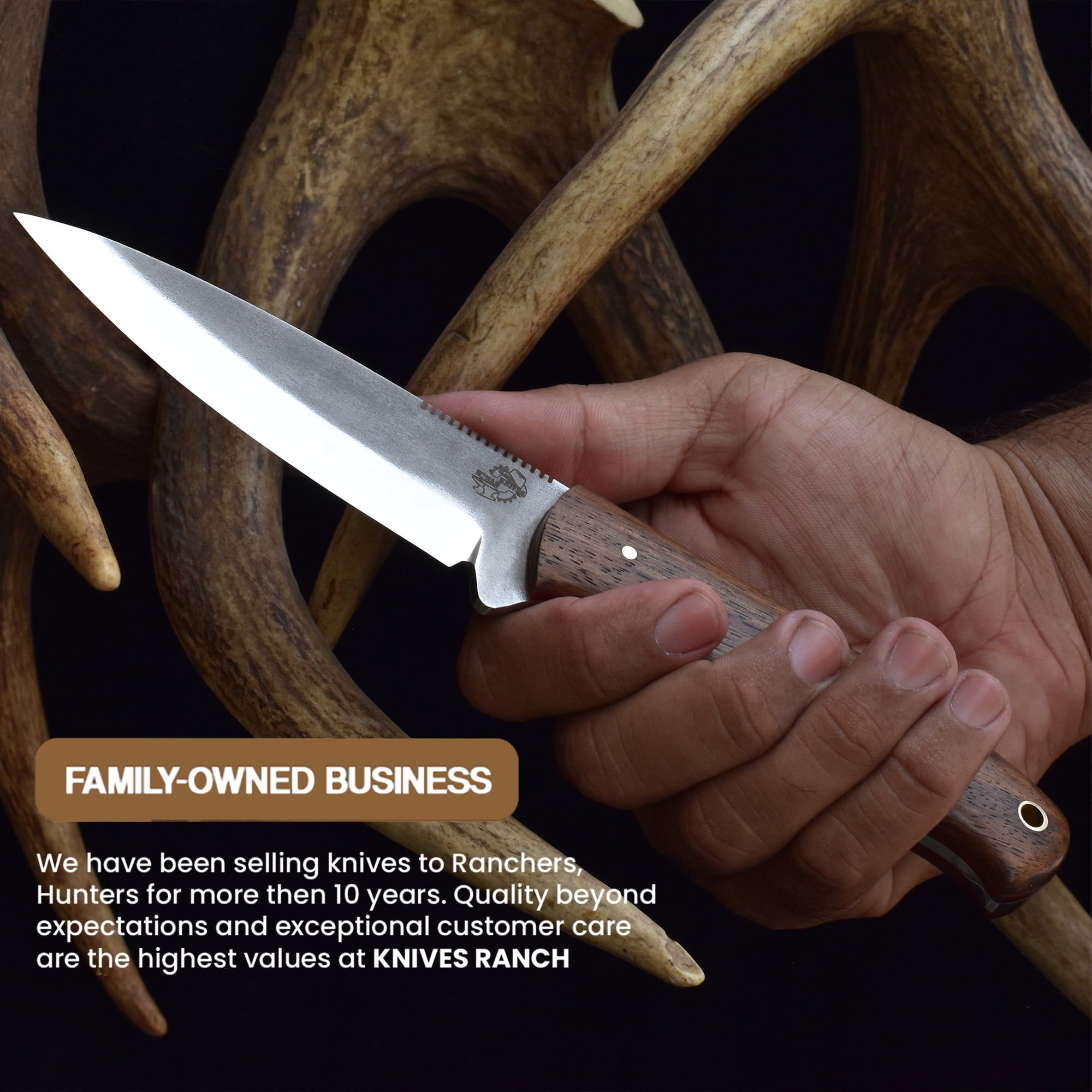 Knives Ranch 3092 440C Steel Bushcraft Knife with Rosewood Handle – Fixed Blade Outdoor Knife for Camping, Survival, Hunting & Utility Use