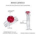 thumbnail image 5 of Rosec Jewels Lab Grown Ruby Wedding Bridal Ring Set - AAAA Grade Certified - Ruby Engagement Ring with Band - with Jewelry Box, 925 Sterling Silver, US 4.00, 5 of 8