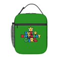 Green Super Birthday Girl Mario Lunch Bag Thermal Portable Lunch Box