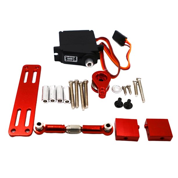 Servo de dirección de coche RC Juego De Engranajes De Dirección De Metal Para 1/12 MN-D90 FJ-45 RC Model Car Parts Red rojo Magideal Servo de dirección de coche RC