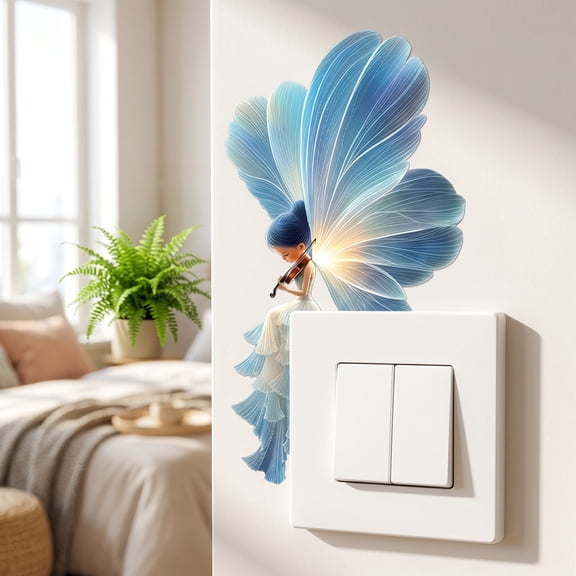 Tarmeek Luminous Fairy Wall Sticker Glow in Dark Violin Playing Decor for Bedside Lamp Wall Lamp Corridor Light LED Lamp Table Lamp Energy Saving Wall Mounted Hallway