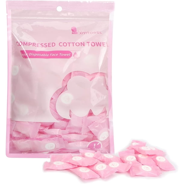 Toalla comprimida Classycoo, 100 unidades, minitabletas de algodón rosa