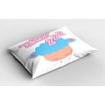 thumbnail image 2 of Ambesonne Saying Pillow Sham 2 Pack, Sleeping Animal Cartoon Art, 30"x20", Pink Pale Blue and Peach, 2 of 3