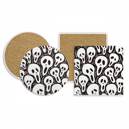 

l Tiling Pattern Halloween Coaster Cup Mug Holder Absorbent Stone Cork Base Set