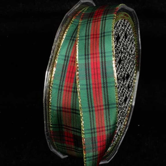 The Ribbon People Green and Black French Plaid Wired Craft Ribbon 1" x 27 Yards