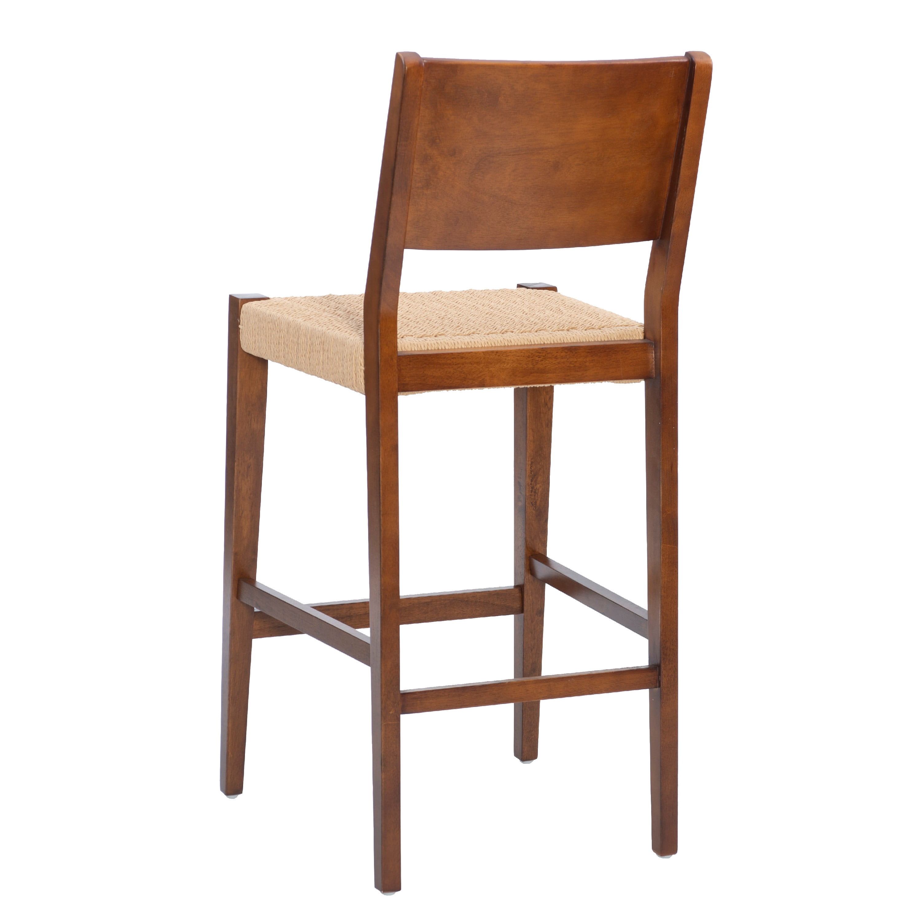 Powell Crawford 29" Indoor Wood Bar Stool with Handwoven Rope Seat, Set of 2, Brown/Natural